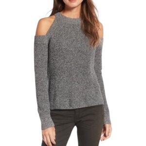 Rag & Bone Dana Cold Shoulder Marled Knit Cotton Sweater